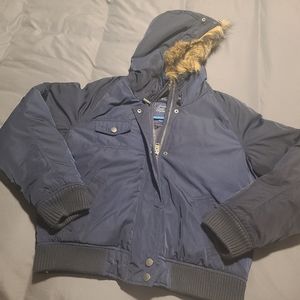 American Eagle zip, up/fur hood, cropped jacket XL